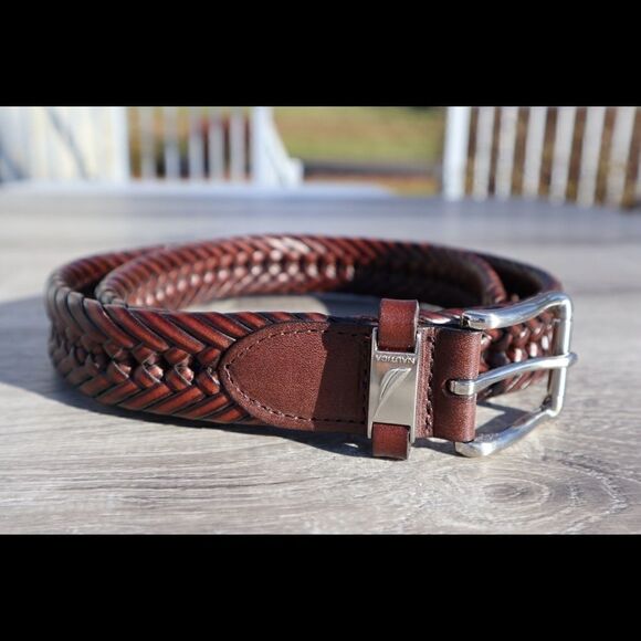 Nautica leather braided belt brown professional - Picture 2 of 5